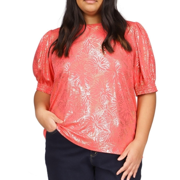Michael Kors Sangria Foil Top Blouse Plus Size NWT - Picture 5 of 6
